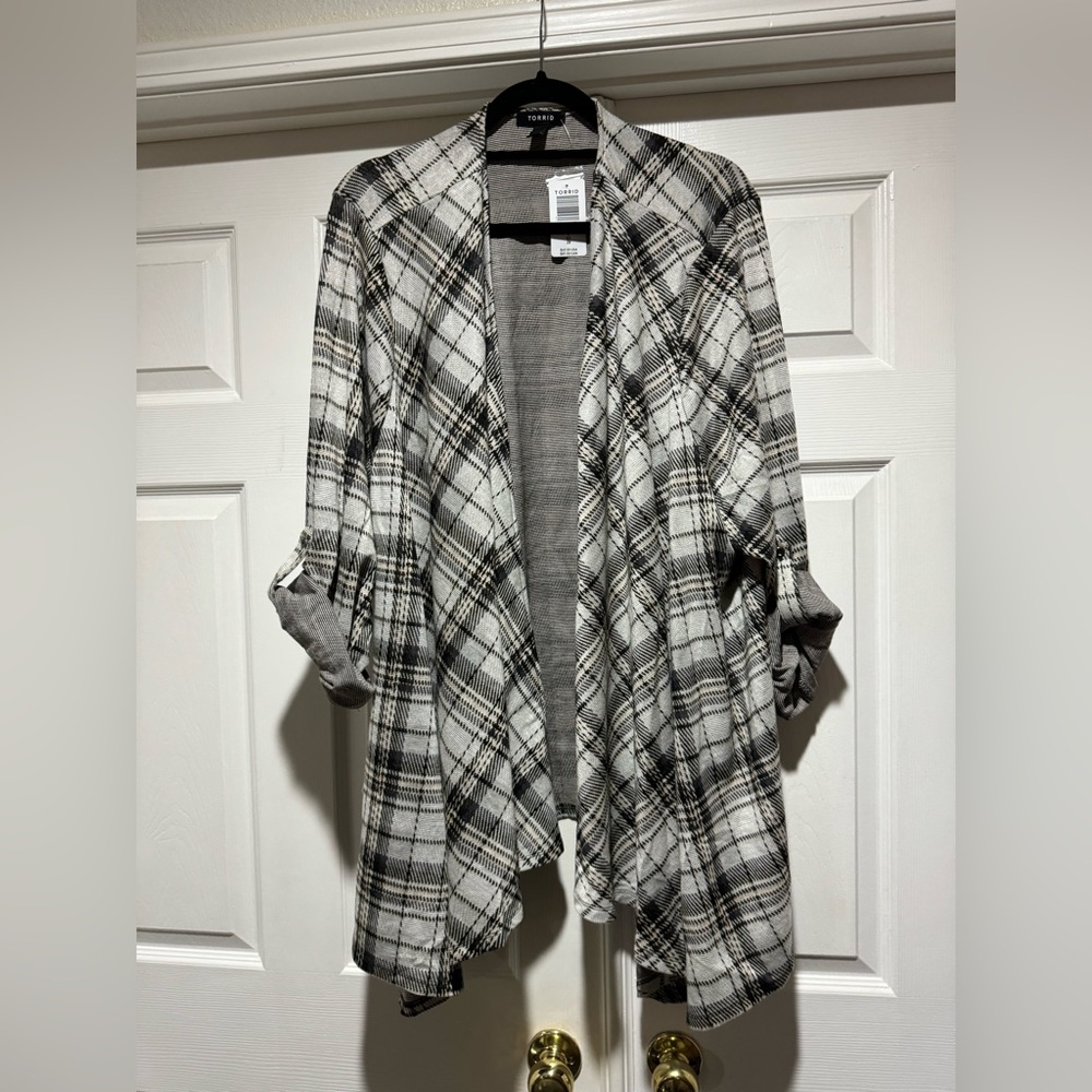 TORRID Drape Front Plaid Cardigan Jacket Size 5X NWT